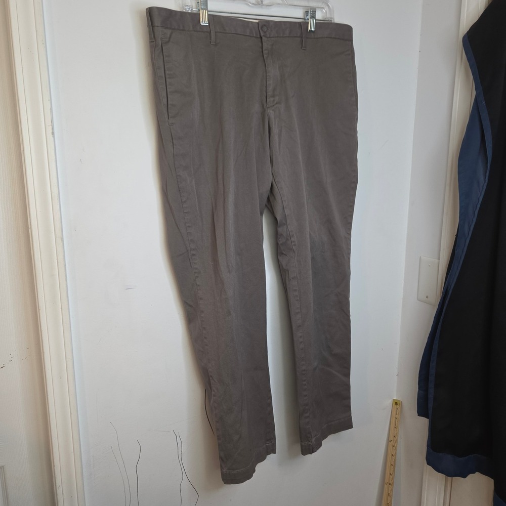 Muji Mens XL Gray Stretch Cotton Chino Pants Flat Front Straight Leg AE0XL24A